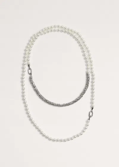 Me+em Transformative Pearl And Diamante Longline Necklace Off White-silver In Multi