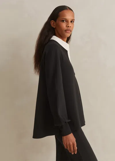 Me+em Travel Tailoring Balloon Sleeve Swing Top In Black