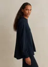 Me+em Travel Tailoring Balloon Sleeve Swing Top In Navy