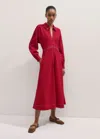 Me+em Travel Tailoring Contrast Stitch Midi Dress In Raspberry/cream