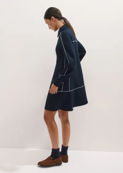 Me+em Travel Tailoring Contrast Swing Dress In Navy/cream