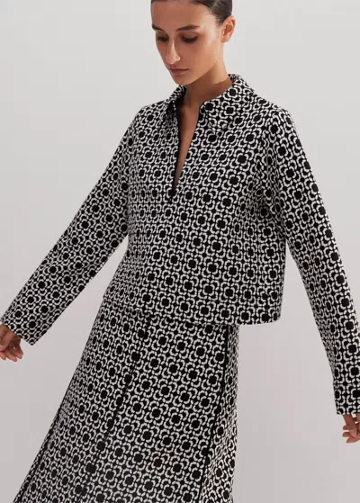 Me+em Travel Tailoring Graphic Jacquard Box Top In Black/white
