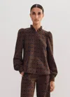 Me+em Travel Tailoring Graphic Jacquard Swing Top In Navy/treacle