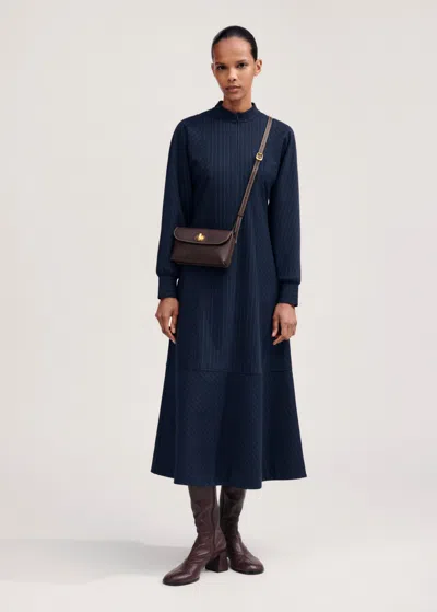Me+em Travel Tailoring Pinstripe Maxi Dress In Navy/white