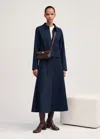 Shop Me+em Travel Tailoring Pinstripe Midi Skirt In Navy/white