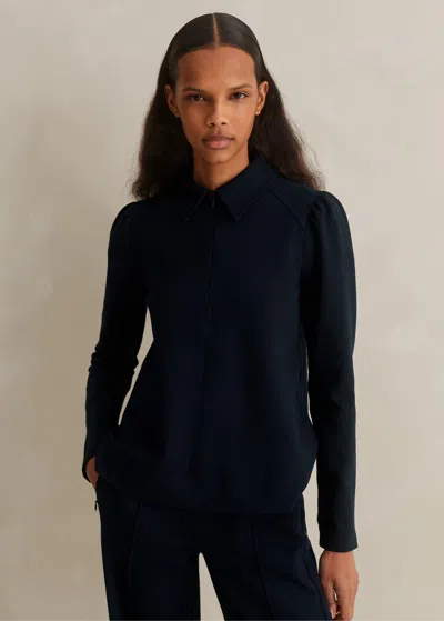 Me+em Travel Tailoring Shirt Collar Swing Top In Navy