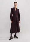 Me+em Travel Tailoring Zip Front Midi Dress In Deep Merlot