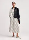 Me+em Trellis Floral Print Midi Dress + Belt In Light Cream/black