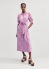 Me+em Trellis Floral Print Midi Dress + Belt In Lupin Lilac/red/multi