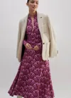 Me+em Tulip Print Ruched Front Maxi Dress In Intense Red/dark Purple/multi
