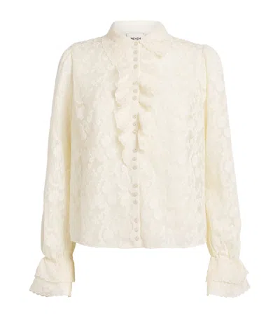 Me+em Tulle Embroidered Blouse In Neutral