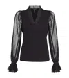 Me+em Pleated Tulle Layering Blouse In Black