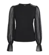 Me+em Tulle-sleeve Layering Blouse In Black