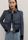Me+em Tweed Bomber Jacket In Navy
