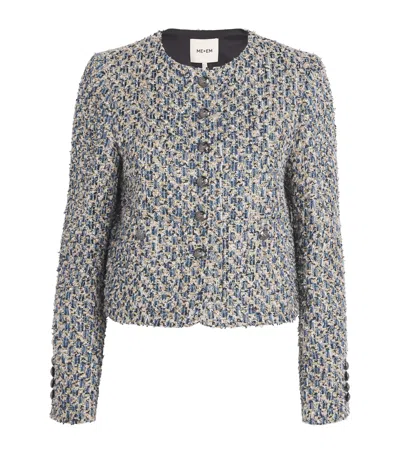 Me+em Tweed Cropped Jacket In Blue