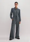 Me+em Tweed Drawstring Jumpsuit In Navy/blue/cream