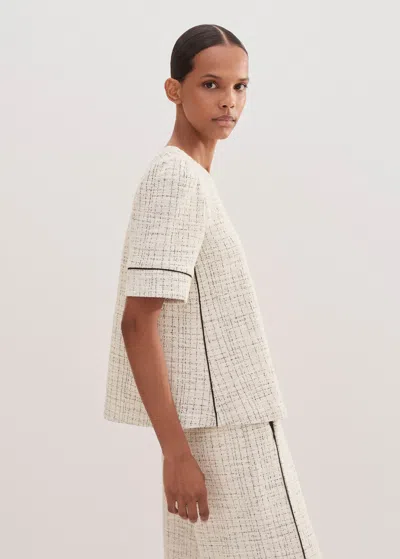 Me+em Tweed Jersey Swing Top In Cream/black