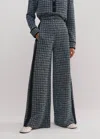 Shop Me+em Tweed Jersey Wide-leg Trouser In Navy/blue/cream