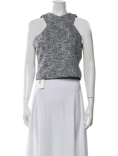 Pre-owned Me+em Tweed Pattern Asymmetrical Top In Multicolor