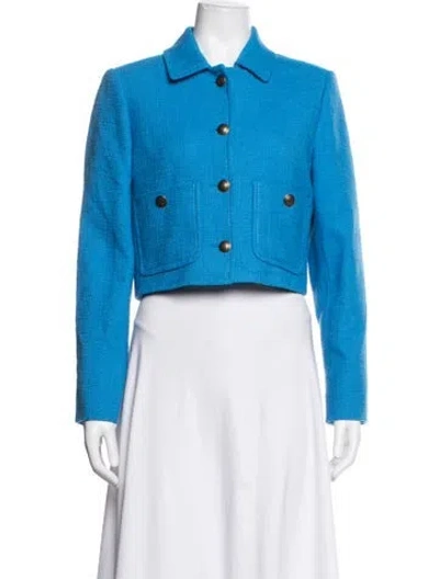 Pre-owned Me+em Tweed Pattern Blazer In Blue