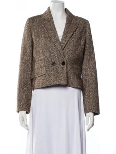 Pre-owned Me+em Tweed Pattern Blazer In Brown