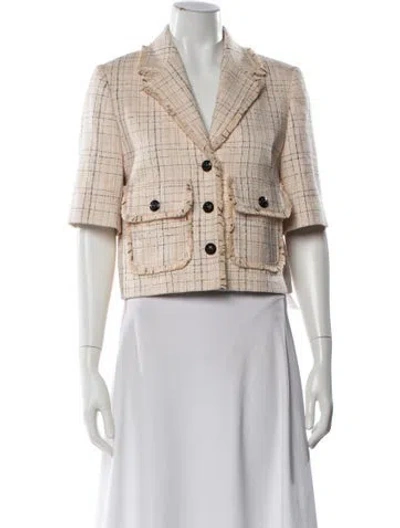Pre-owned Me+em Tweed Pattern Blazer In Neutral