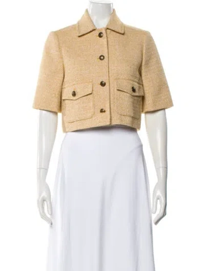 Pre-owned Me+em Tweed Pattern Bolero In Yellow