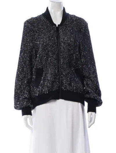 Pre-owned Me+em Tweed Pattern Bomber Jacket In Blue