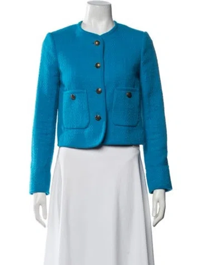 Pre-owned Me+em Tweed Pattern Jacket In Blue