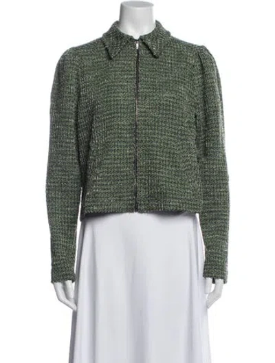 Pre-owned Me+em Tweed Pattern Jacket In Green