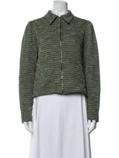 Pre-owned Me+em Tweed Pattern Jacket In Green