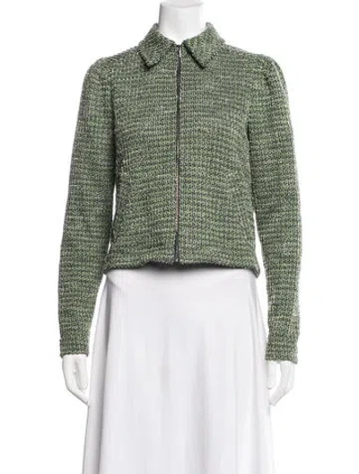 Pre-owned Me+em Tweed Pattern Jacket In Green