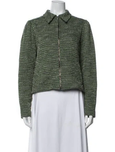 Pre-owned Me+em Tweed Pattern Jacket In Green