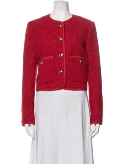 Pre-owned Me+em Tweed Pattern Jacket In Red
