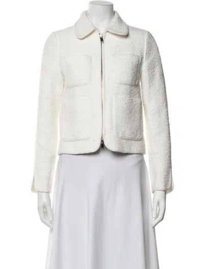 Pre-owned Me+em Tweed Pattern Jacket In White