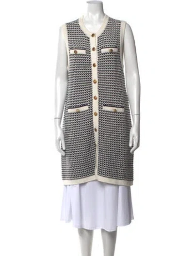 Pre-owned Me+em Tweed Pattern Midi Length Dress In Blue/white