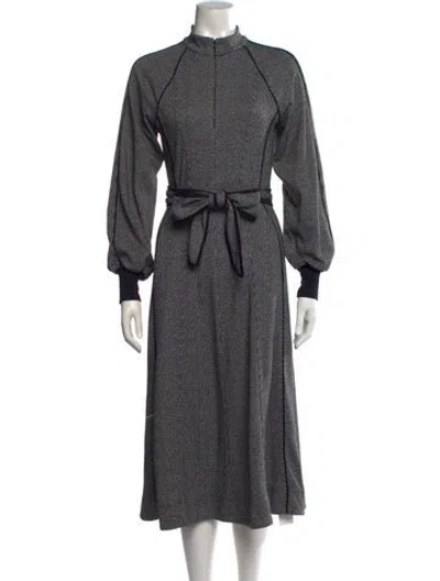 Pre-owned Me+em Tweed Pattern Midi Length Dress In Grey