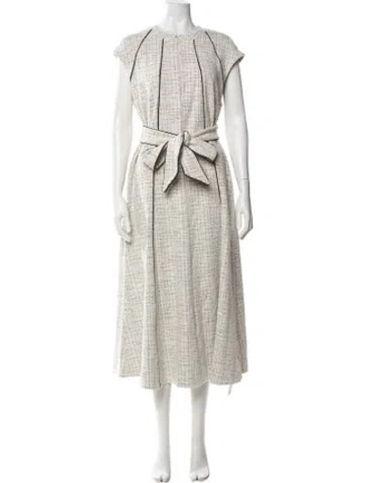 Pre-owned Me+em Tweed Pattern Midi Length Dress In Multicolor
