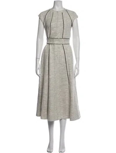 Pre-owned Me+em Tweed Pattern Midi Length Dress In Neutrals