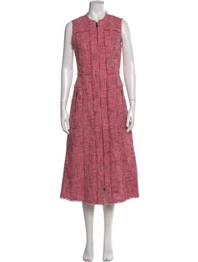 Pre-owned Me+em Tweed Pattern Midi Length Dress In Pink