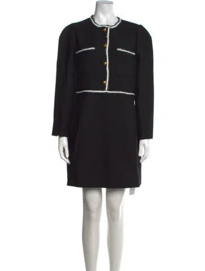 Pre-owned Me+em Tweed Pattern Mini Dress In Black