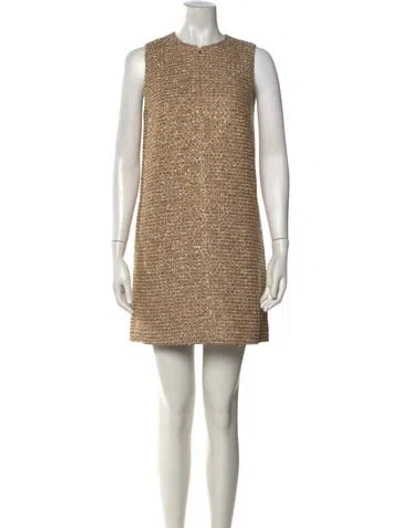 Pre-owned Me+em Tweed Pattern Mini Dress W/ Tags In Gold/neutrals
