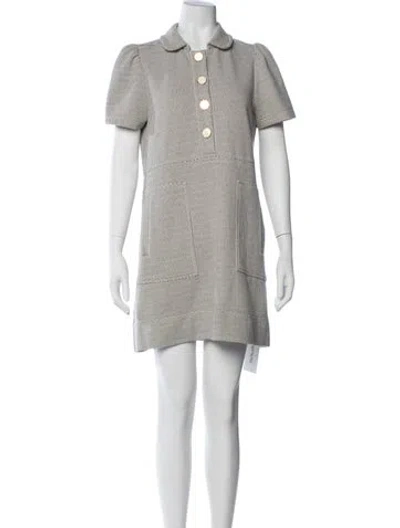Pre-owned Me+em Tweed Pattern Mini Dress In White