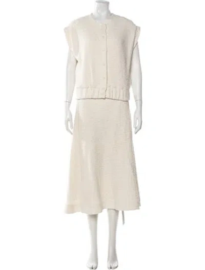 Pre-owned Me+em Tweed Pattern Skirt Set In Neutral