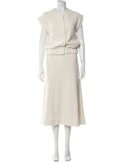 Pre-owned Me+em Tweed Pattern Skirt Set In Neutrals