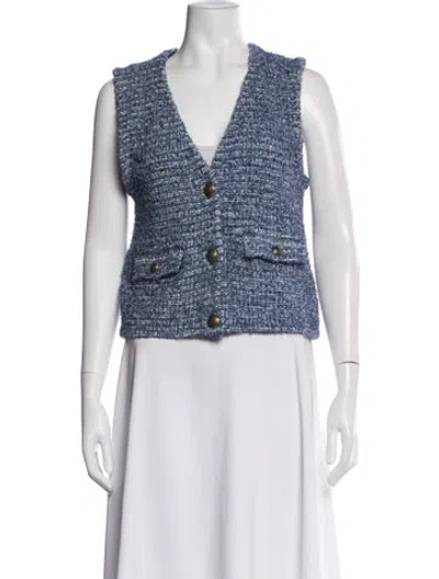 Pre-owned Me+em Tweed Pattern Vest In White