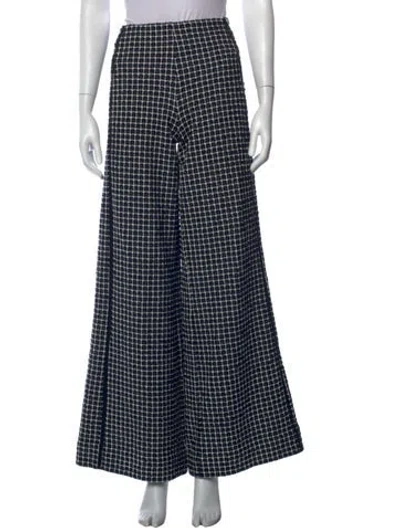 Pre-owned Me+em Tweed Pattern Wide Leg Pants In Black/blue