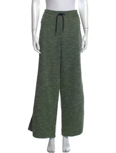 Pre-owned Me+em Tweed Pattern Wide Leg Pants In Green