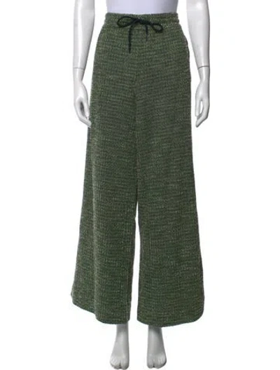 Pre-owned Me+em Tweed Pattern Wide Leg Pants In Green