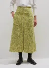 Me+em Tweed Zip Front A-line Midi Skirt In Citrus